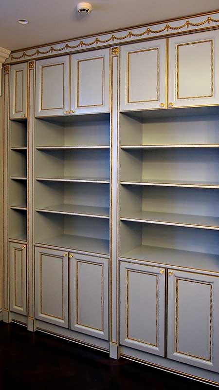 Нестандартные, встроенные книжные шкафы в кабинет