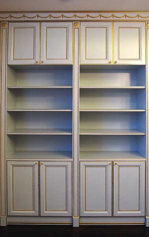 Нестандартные, встроенные книжные шкафы из мдф в кабинет
